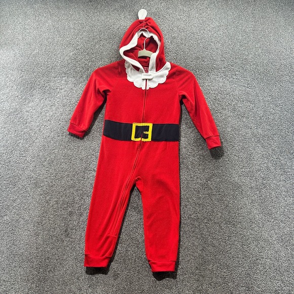Carters Girl Boy Toddler 4T Sleep Suit‎ Red Santa Christmas Hooded - Picture 1 of 12
